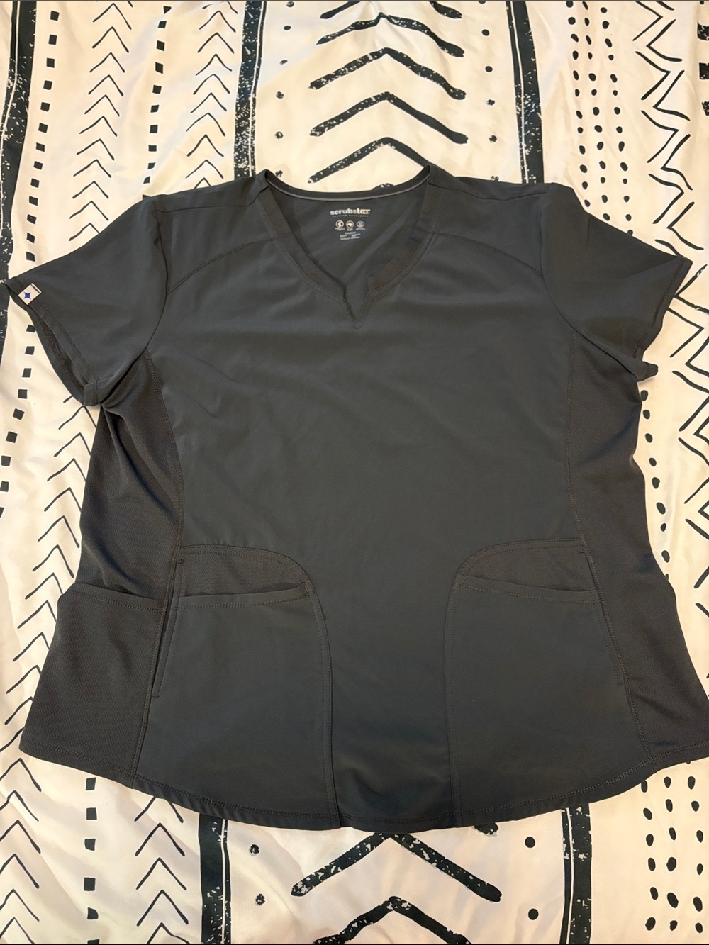 Scrubstar Women's Short Sleeve V-Neck Scrub Top in Charcoal